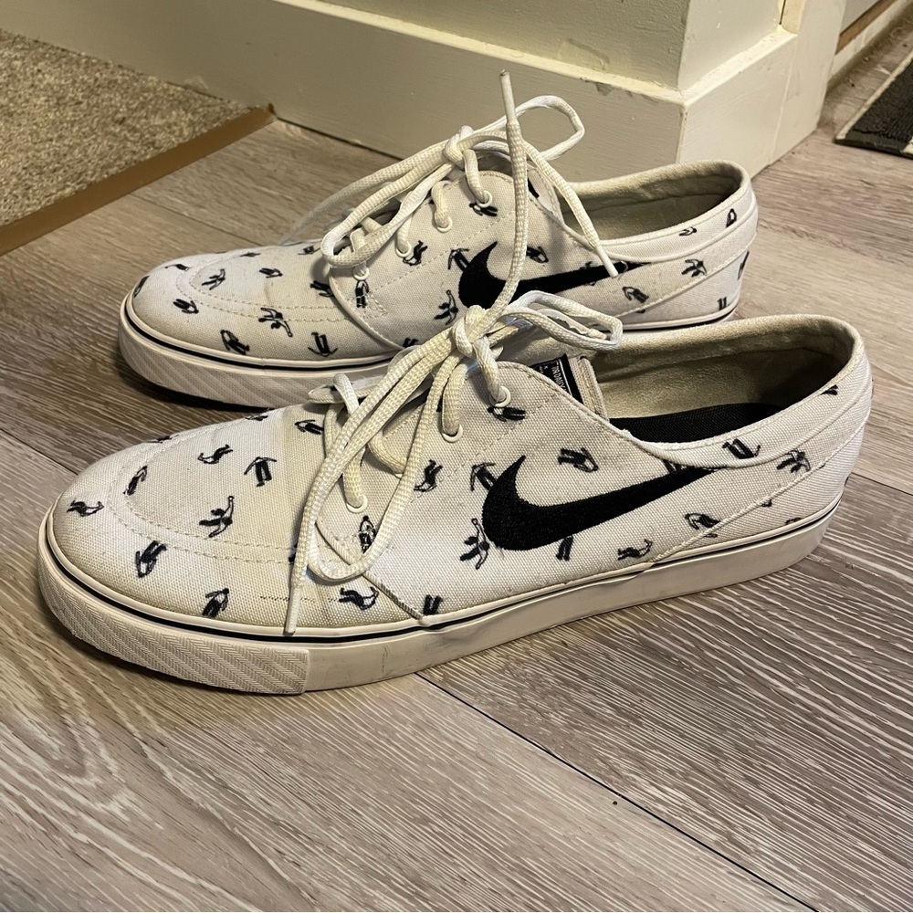 Nike SB Stefan Janoski Canvas Skateboarding Shoes Low Top Sneaker White Black 11